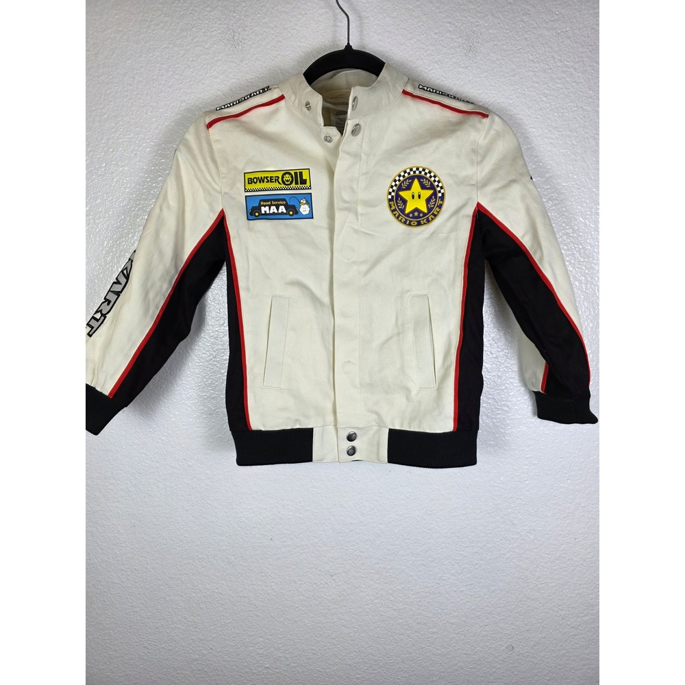 Nintendo Mario Kart Kids Racing Jacket White Black Canvas Size XS/S‎